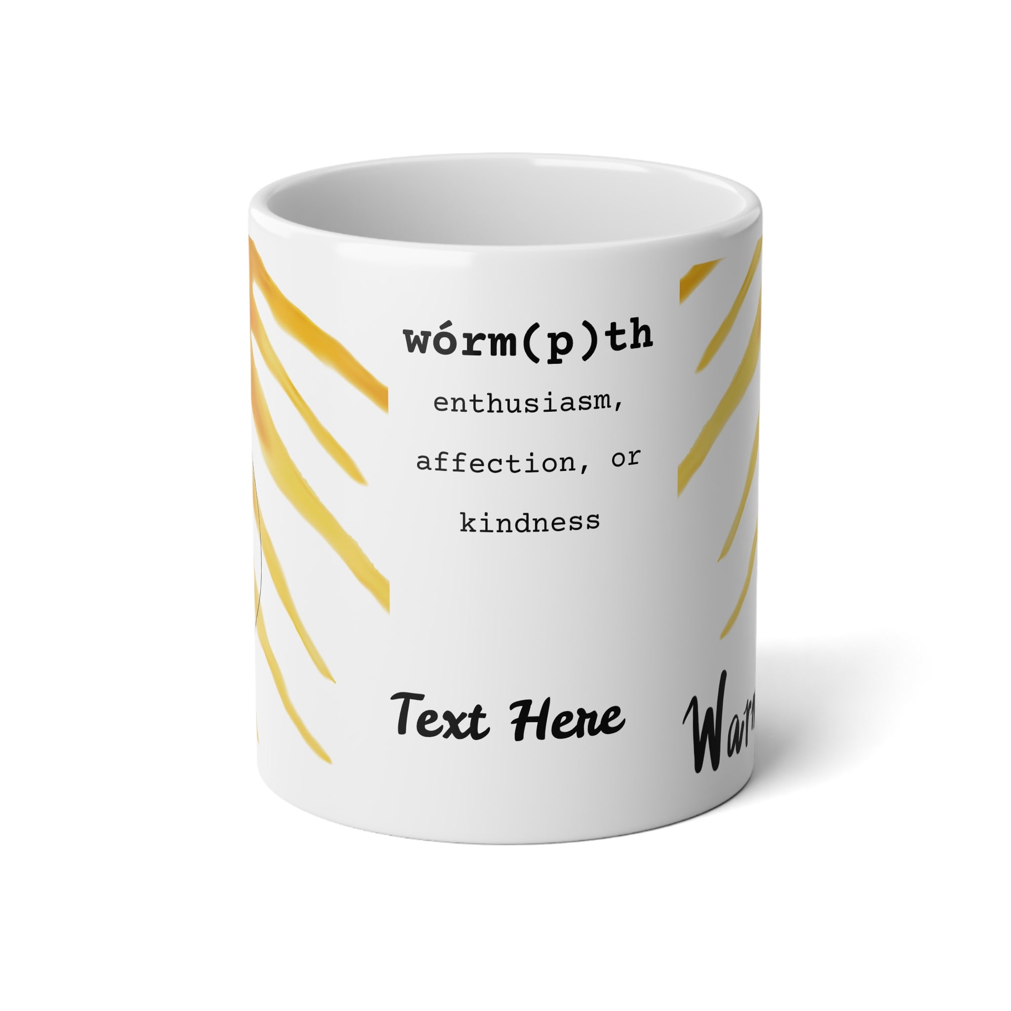 Mug, Warmth Design Jumbo, 20oz - Cozy Coffee Cup, Thoughtful Gift, Home Decor, Inspirational Drinkware, Perfect for Fall Mornings