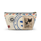 Cat Stamp Airmail Accessory Pouch — Cute Postage Cosmetic Bag