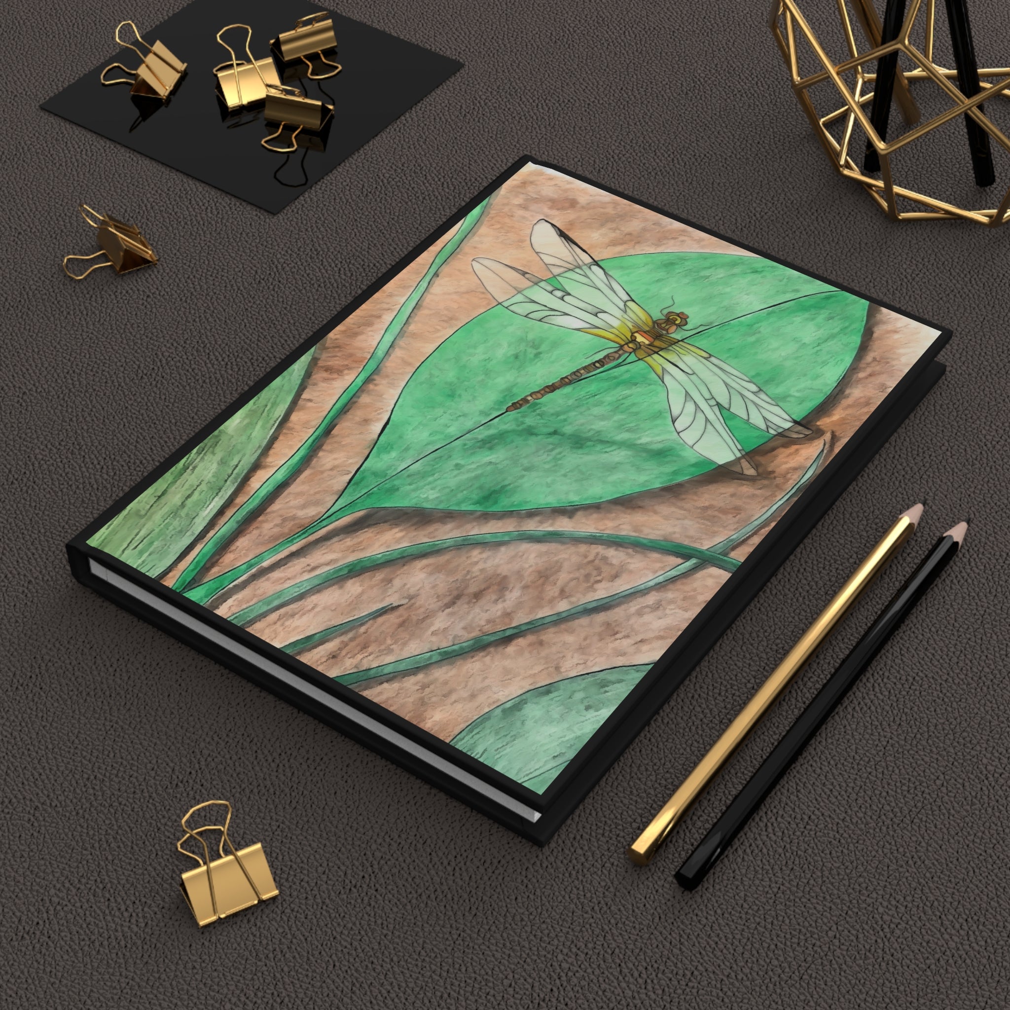 Notebook, Dragonfly on a Leaf Hard bound Journal