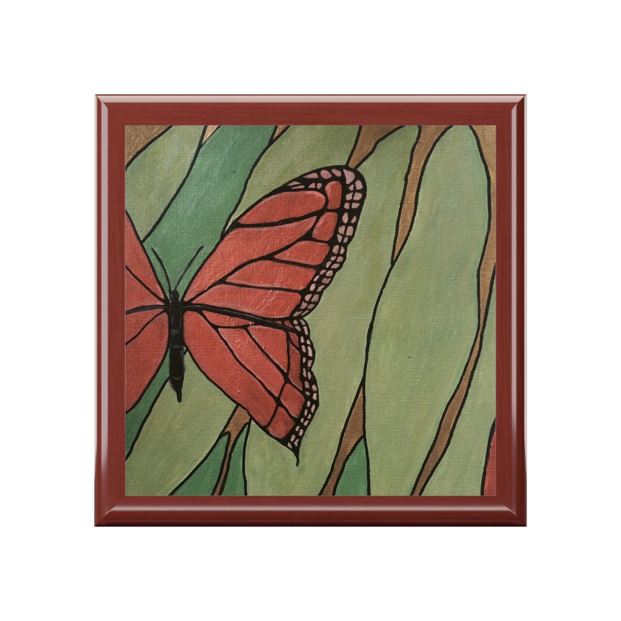 Jewelry Box, Mettalic Butterfly Design