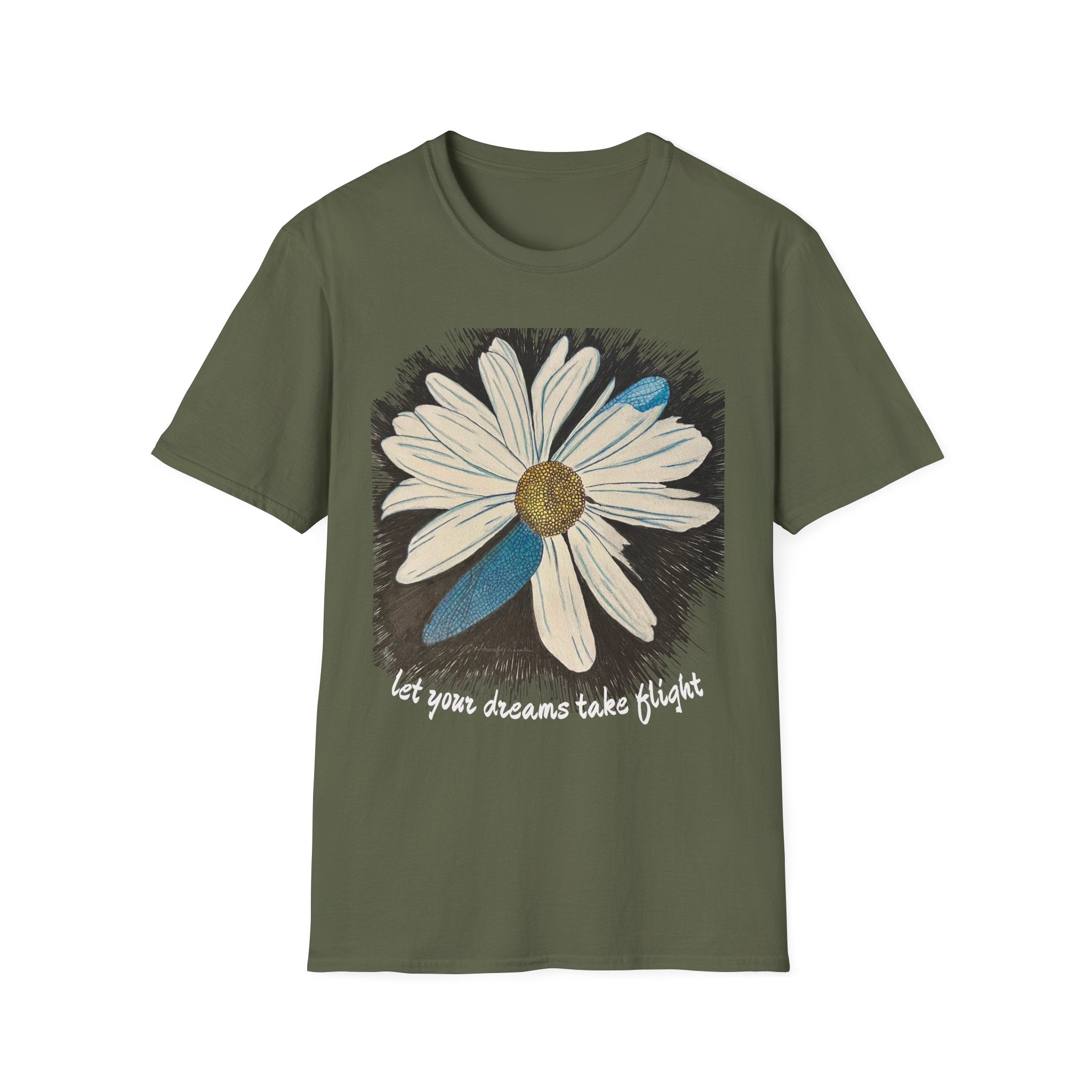 Shirt, Dreams Take Flight Daisy with Dragonfly Wings T-Shirt