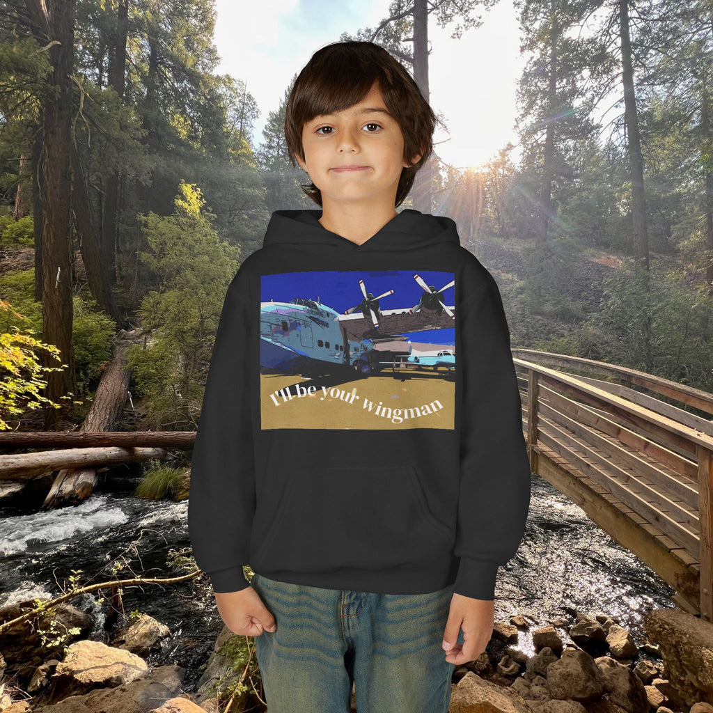 Shirt, Kids Youth Wingman Hoodie - Airplane Photo Design - Personalizable