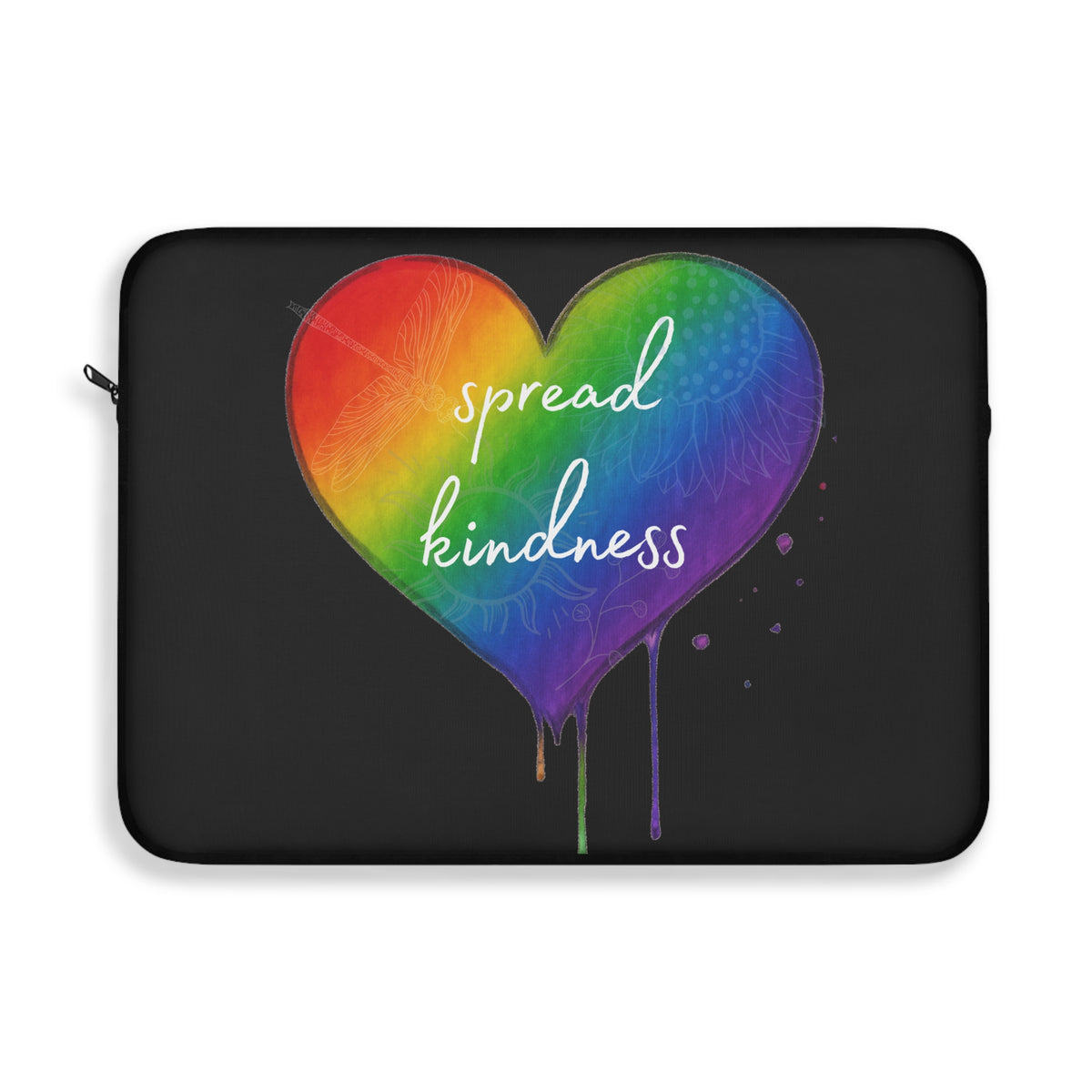 Rainbow Heart "Spread Kindness" Laptop Sleeve — Protective Sleeve with Drip Art