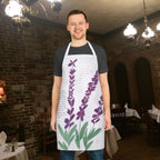 Lavender floral design kitchen cooking apron with adjustable straps