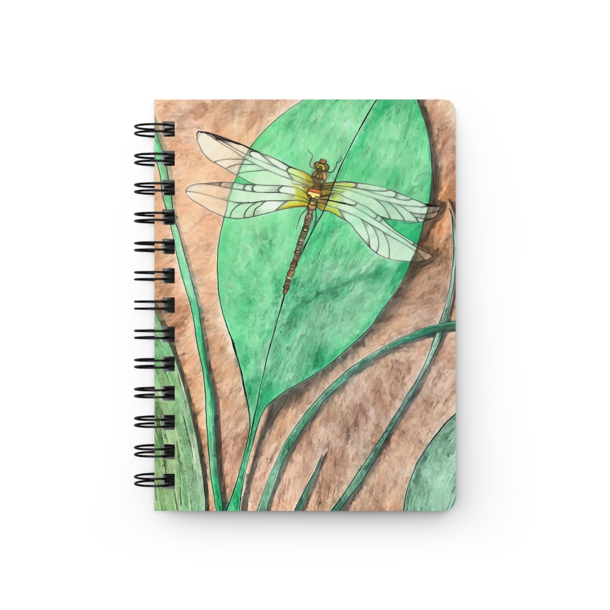 Notebook, Dragonfly on a Leaf Spiral Bound - (5"x7") Glossy cover