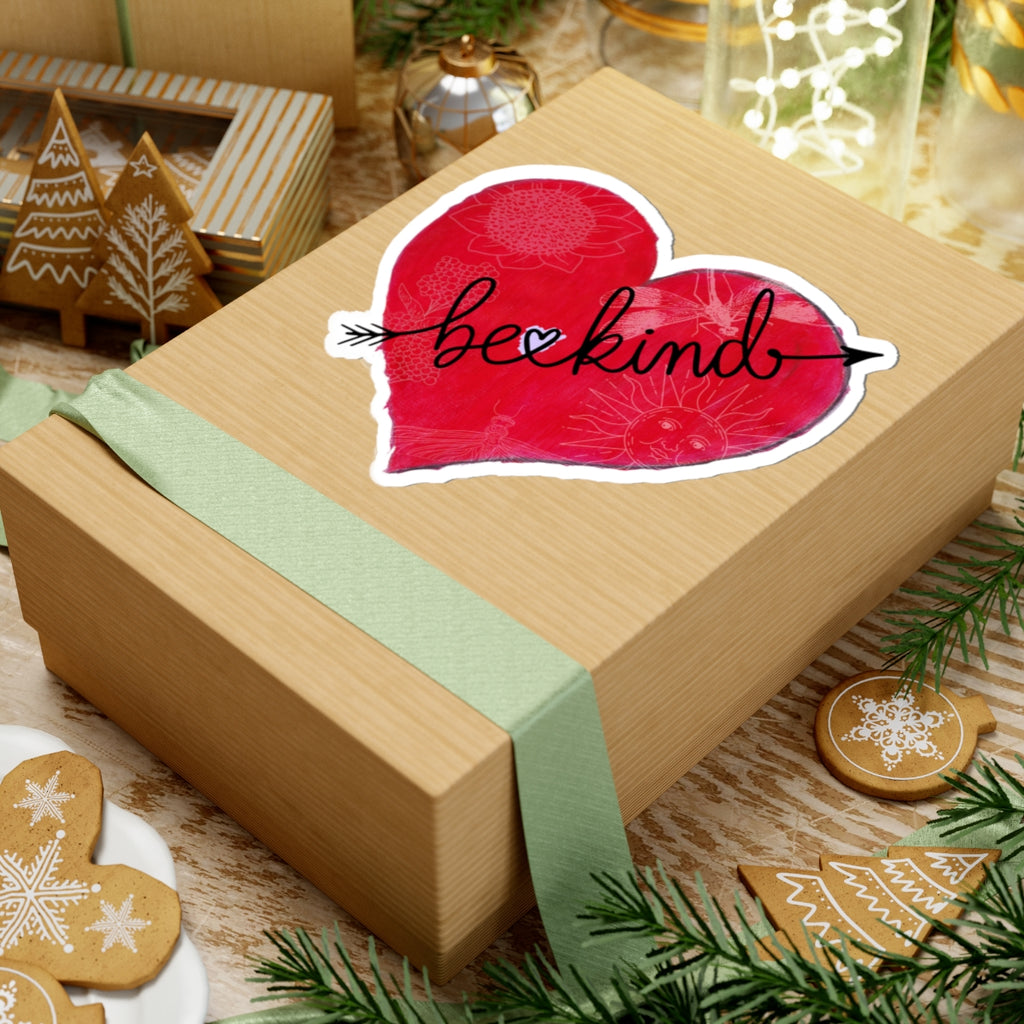 Sticker, Be Kind Red Heart Kiss-Cut Vinyl Sticker