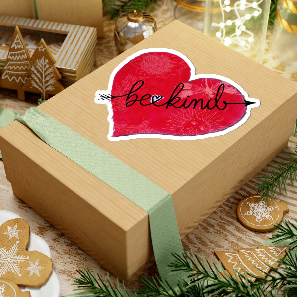 Sticker, Be Kind Red Heart Kiss-Cut Vinyl Sticker