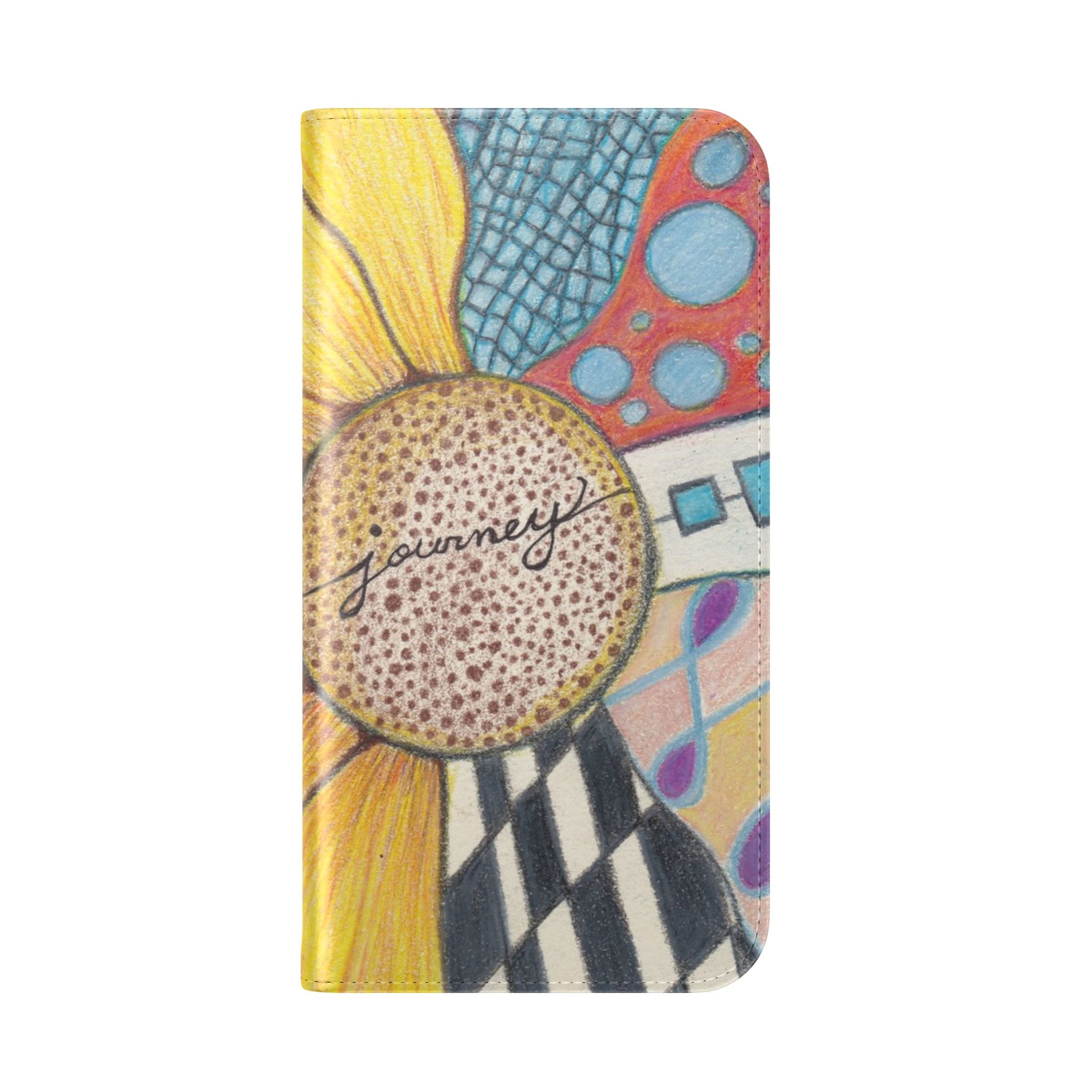 Phone Case, Sunflower Journey Flip Case – Artistic Floral