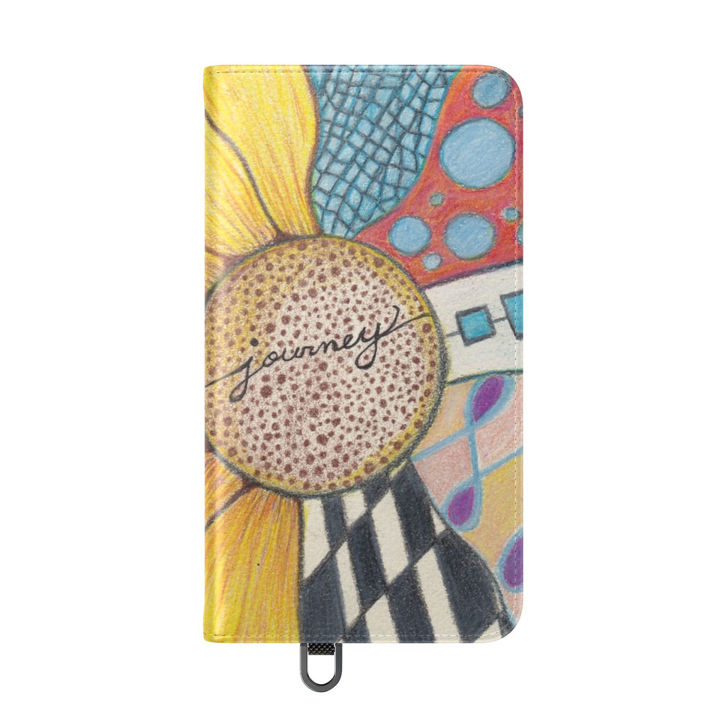 Phone Case, Sunflower Journey Flip Case – Artistic Floral