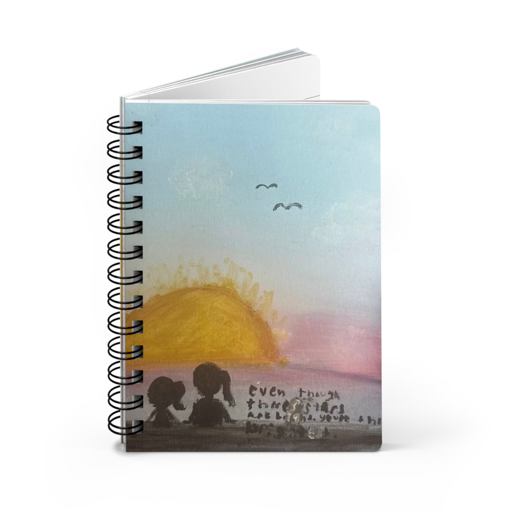 Spiral Notebook — Sunset Friends Illustrated Journal with ‘Even Though…’ Quote