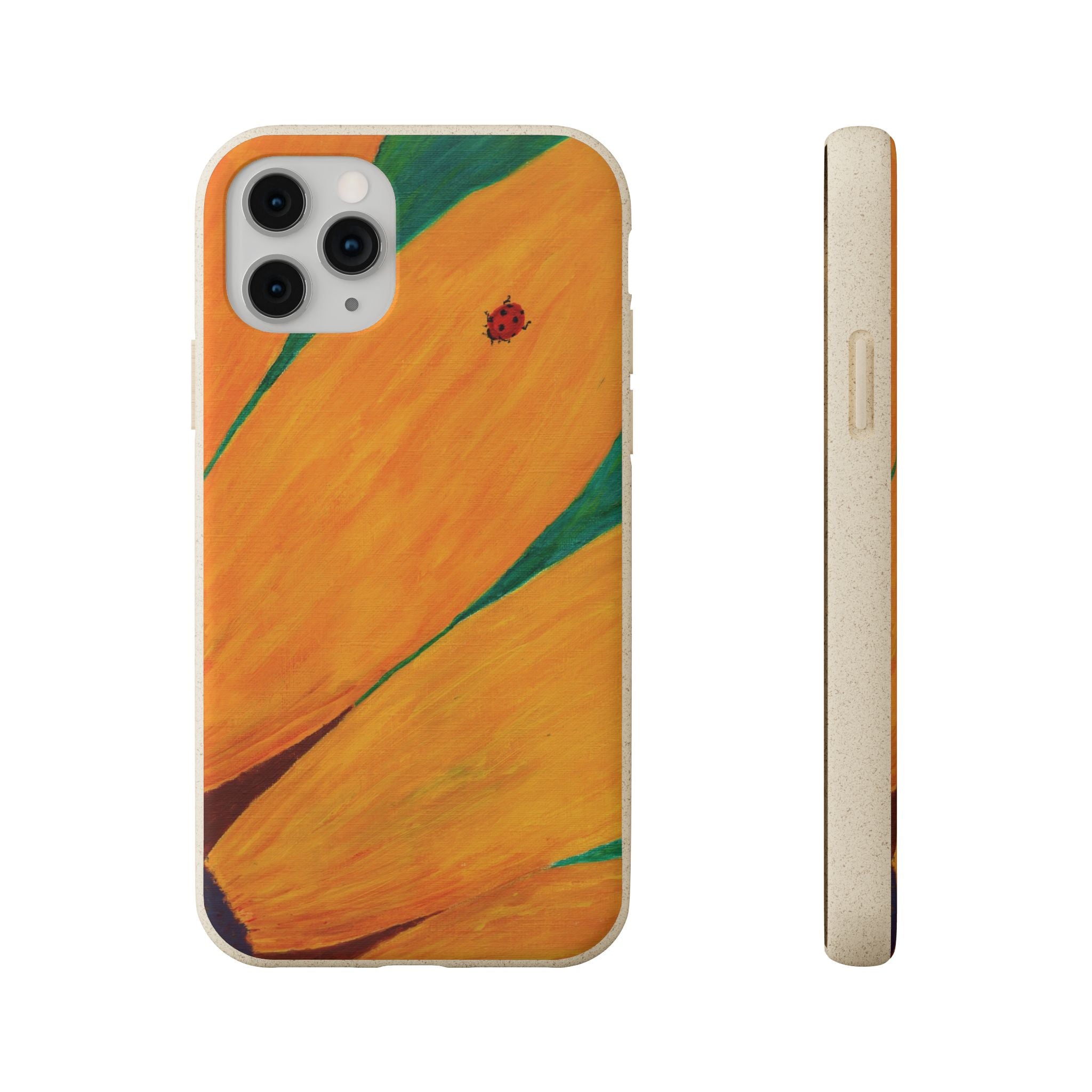 Phone Case with Print of Ladybug on Sunflower Painting| Biodegradable