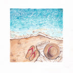 Printable Beach Scene | Life's a Beach | Hand Drawn Colored Pencil Art | Instant Download | 4.25x4.25