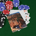 Bryce Canyon Thor's Hammer playing cards with poker chips on green felt -- original photo art poker deck by MyLittleFe.