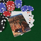 Bryce Canyon Thor's Hammer playing cards with poker chips on green felt -- original photo art poker deck by MyLittleFe.