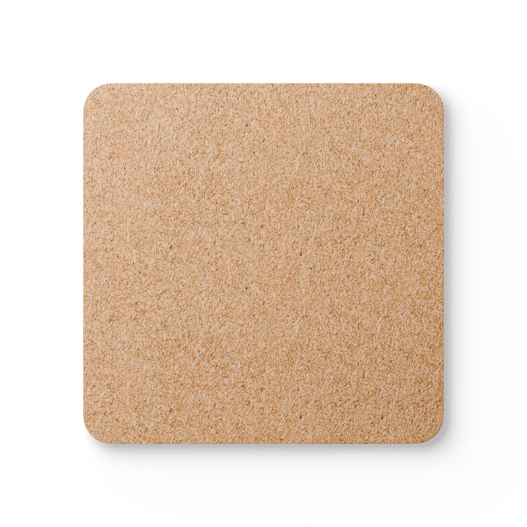 Square cork coaster on a white background
