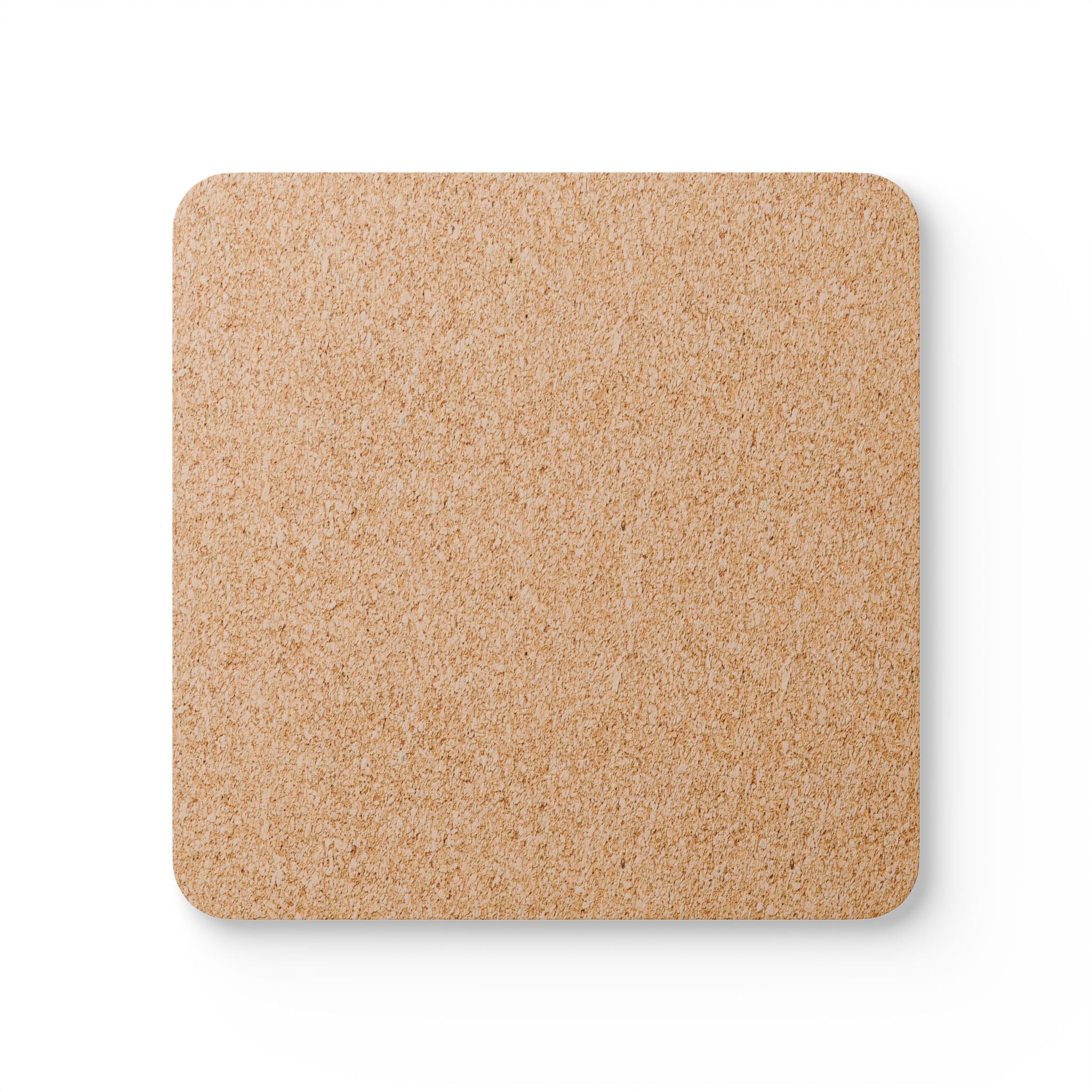 Square cork coaster on a white background