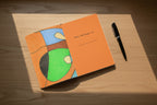 Colorful abstract design on an orange card with text space.