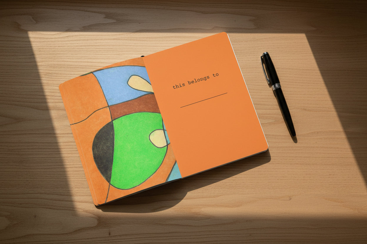 Colorful abstract design on an orange card with text space.