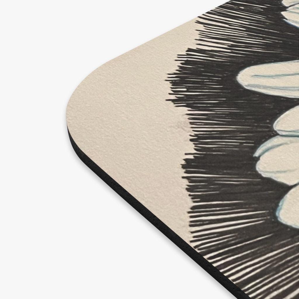close up of mousepad corner showing a section of Daisy Dragonfly Wings designed by Bay Area Artist Marife Rosales