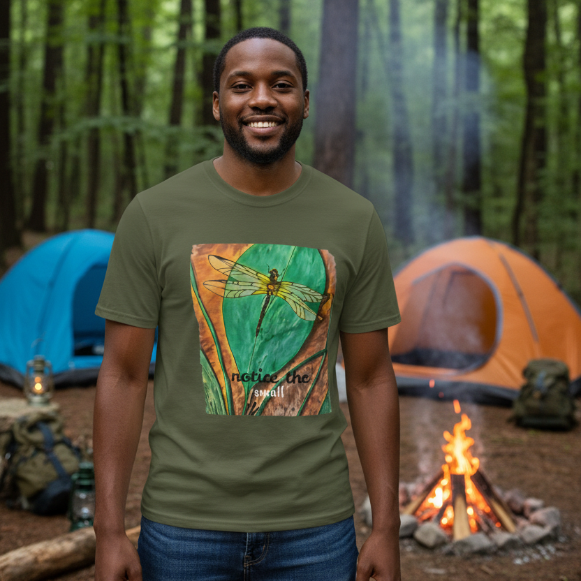 Shirt, Dragonfly on a Leaf T-Shirt — Notice the Small | Unisex Nature Tee