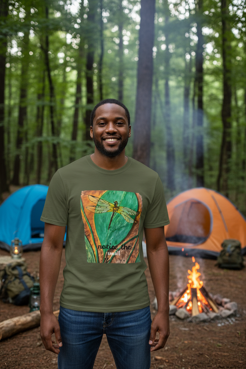 Shirt, Dragonfly on a Leaf T-Shirt — Notice the Small | Unisex Nature Tee