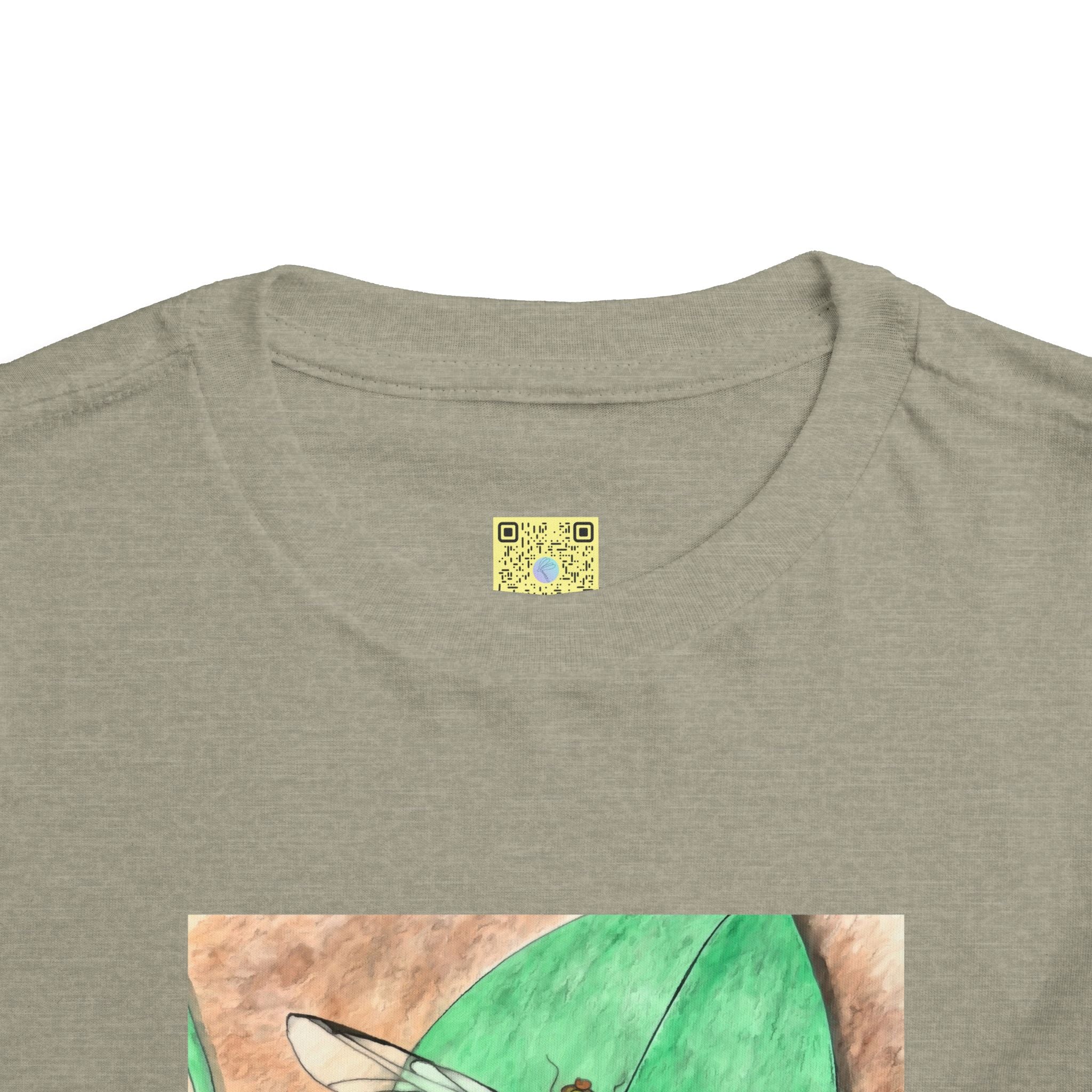 Green t-shirt with a graphic design on a white background