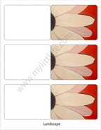 Set of three flower petal templates on a red background with 'my little life' branding.