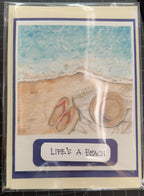 Printable Beach Scene | Life's a Beach | Hand Drawn Colored Pencil Art | Instant Download | 4.25x4.25