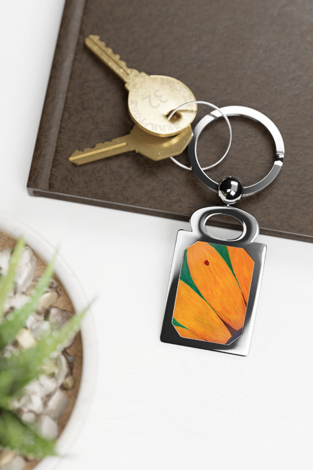 Keychain, Ladybug on a Sunflower