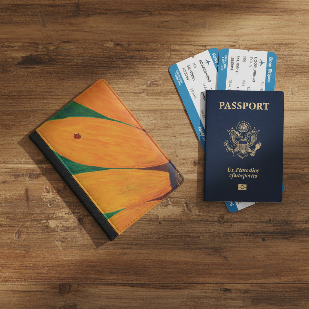 Travel, Ladybug on a Sunflower Passport Cover