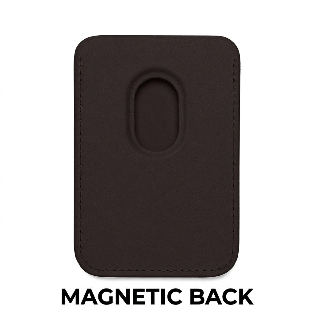 Black rectangular cardholder with rounded corners on a white background