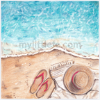 Printable Beach Scene | Life's a Beach | Hand Drawn Colored Pencil Art | Instant Download | 4.25x4.25