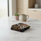 Set of four coasters of redwoood national park waterfall scene