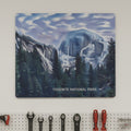 Metal Wall Art of Yosemite National Park in a garage