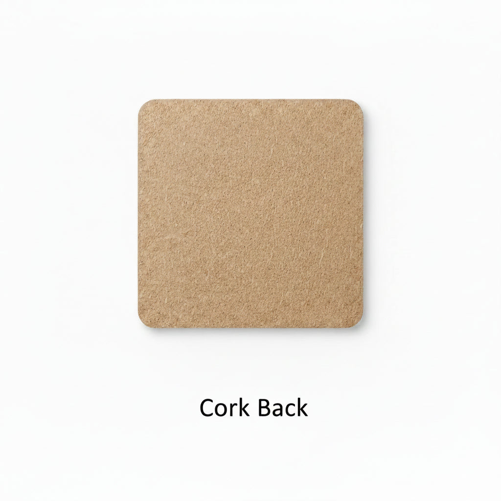 Square cork coaster on a white background