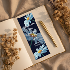 Printable Bookmark | Original Blue Flower | Virginia Woolf Quote | Instant Download | 4 per Page | 2x6