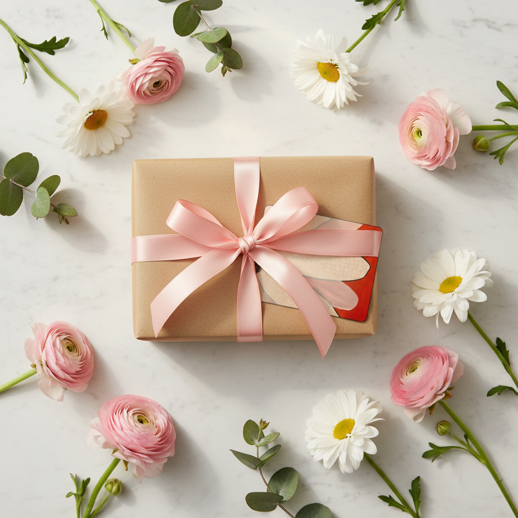 Flower Collage Foldable Gift Tag Lifestyle Mockup