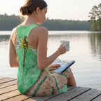 Lakeside Lifestyle Image of woman wearing a dragonfly racerback dress
