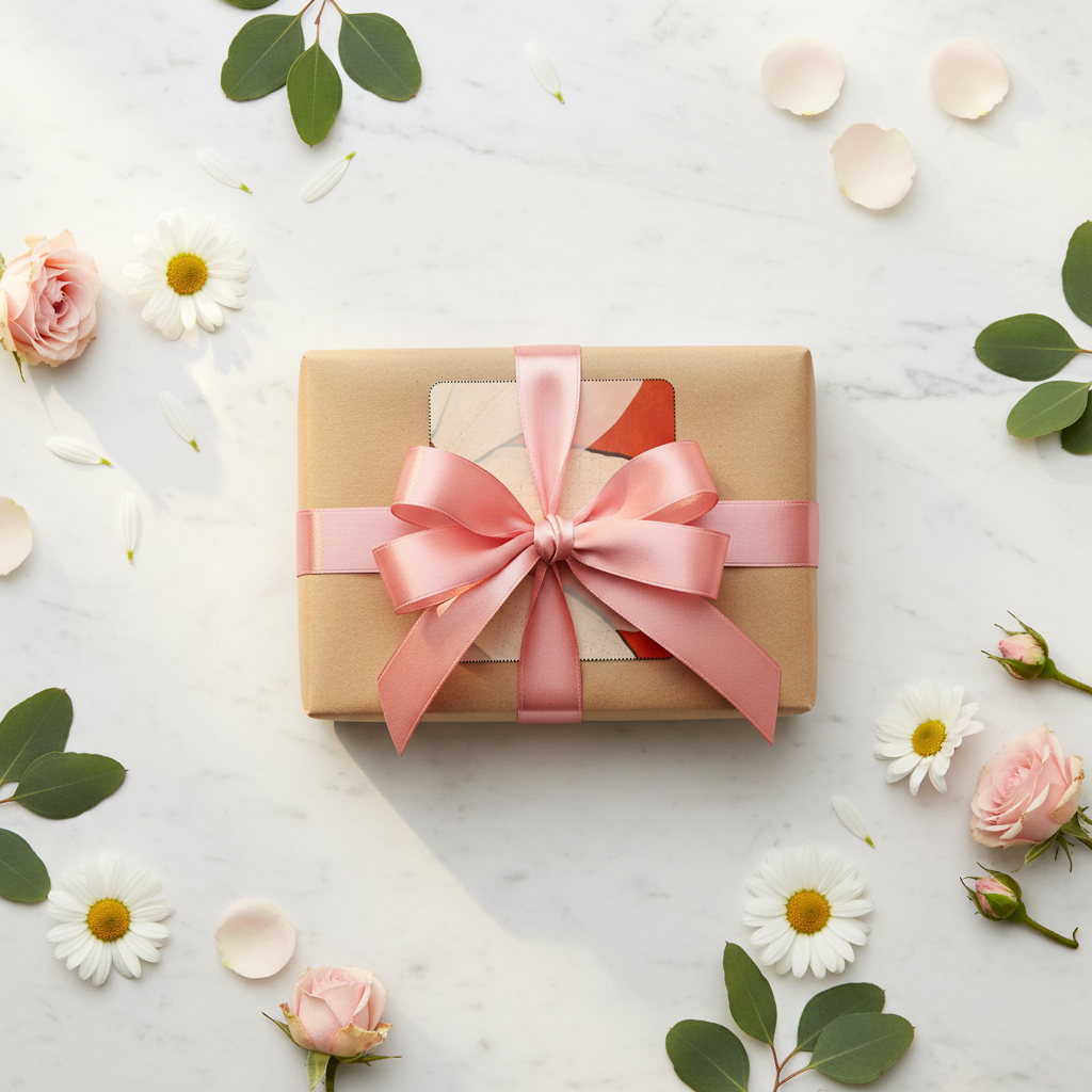Portrait Foldable Gift Tag Lifestyle Mockup
